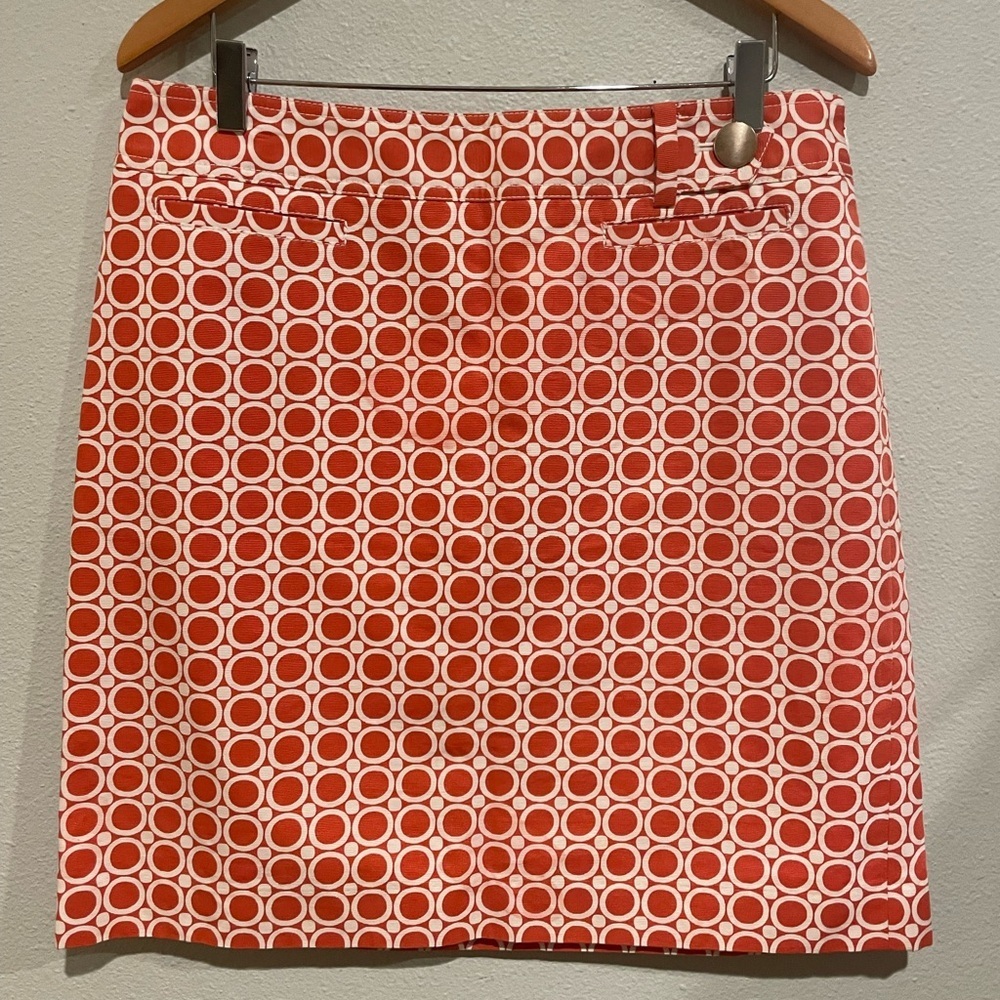 Classic Orange & Cream Geo-Print Women's Skirt